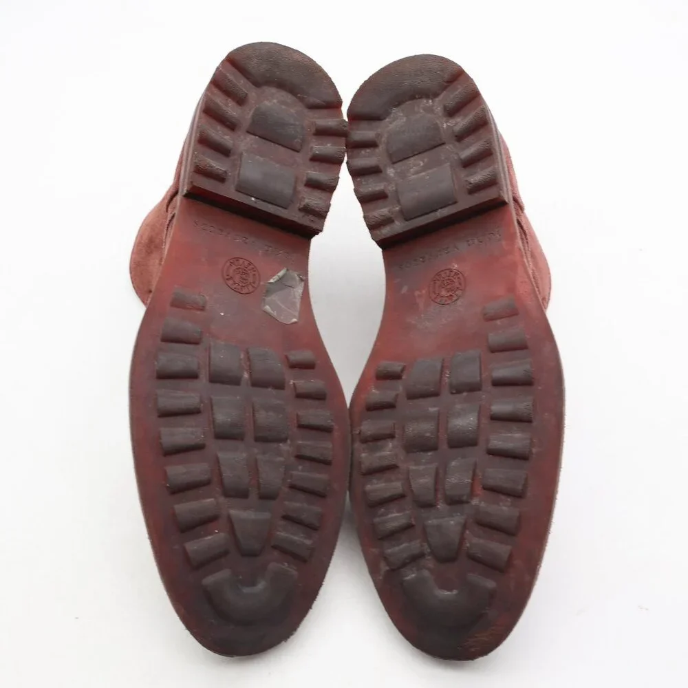 John Varvatos Freeman Lace Chukka Men EU 8.5 Burgundy Suede Crepe Sole Handmade